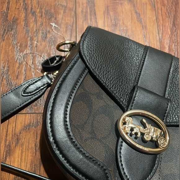 Coach Georgie Saddle bag—a small purse. Black and brown, classic C coach… - Picture 13 of 13